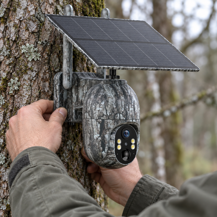 Schwenkbare 4G-Kamera mit Solarpanel – 2,5K, Live-Bild und Zwei-Wege-Audio