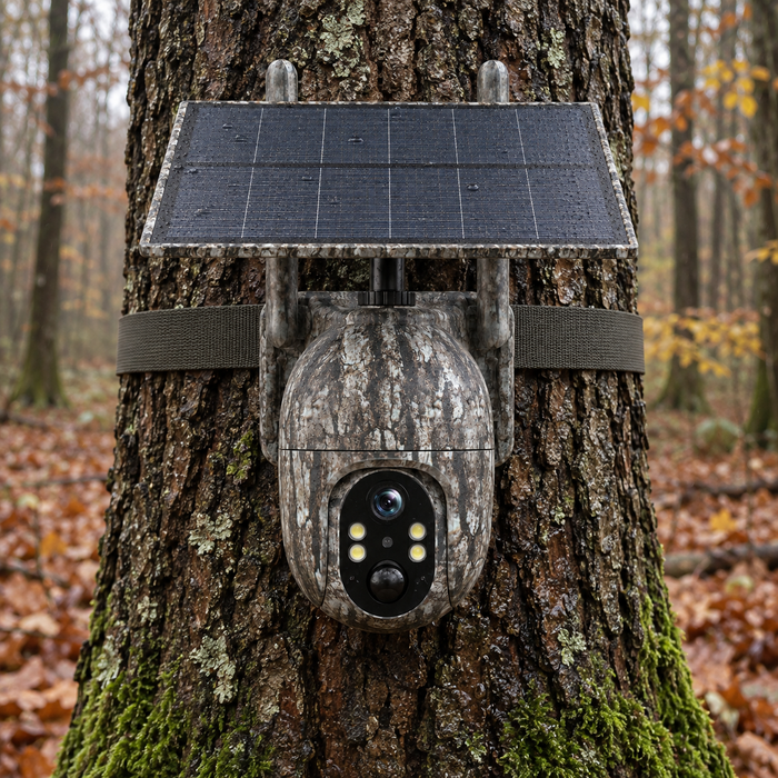 Schwenkbare 4G-Kamera mit Solarpanel – 2,5K, Live-Bild und Zwei-Wege-Audio
