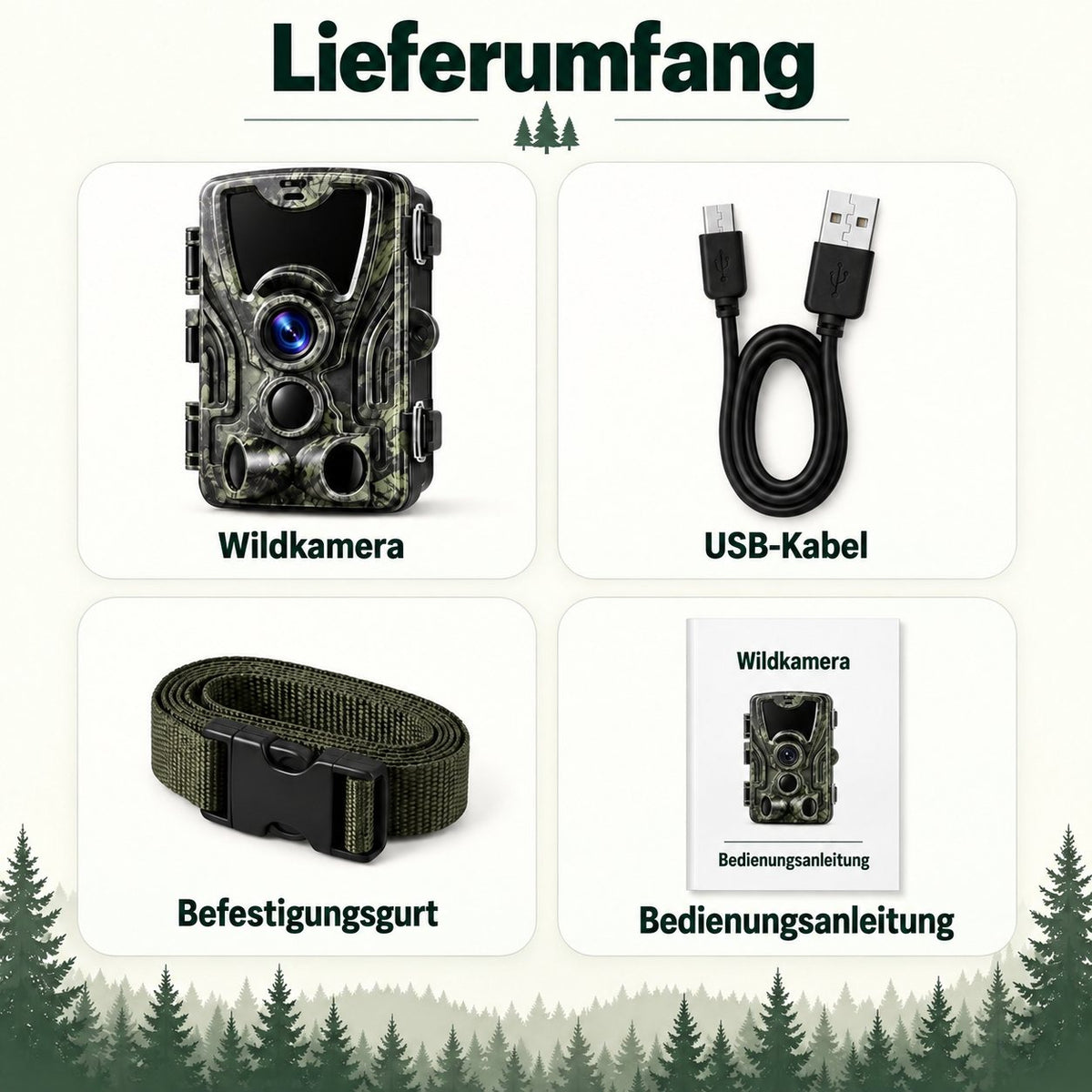 Wildkamera 20 MP mit LCD-Display – Zeitstempel, Temperatur und Mondphase