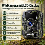 Wildkamera 20 MP mit LCD-Display – Zeitstempel, Temperatur und Mondphase